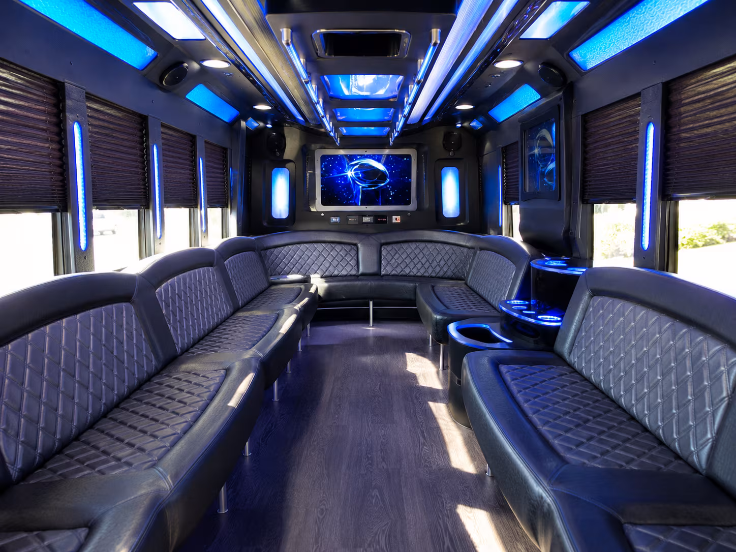 spokane valley 28 passenger party bus inside
