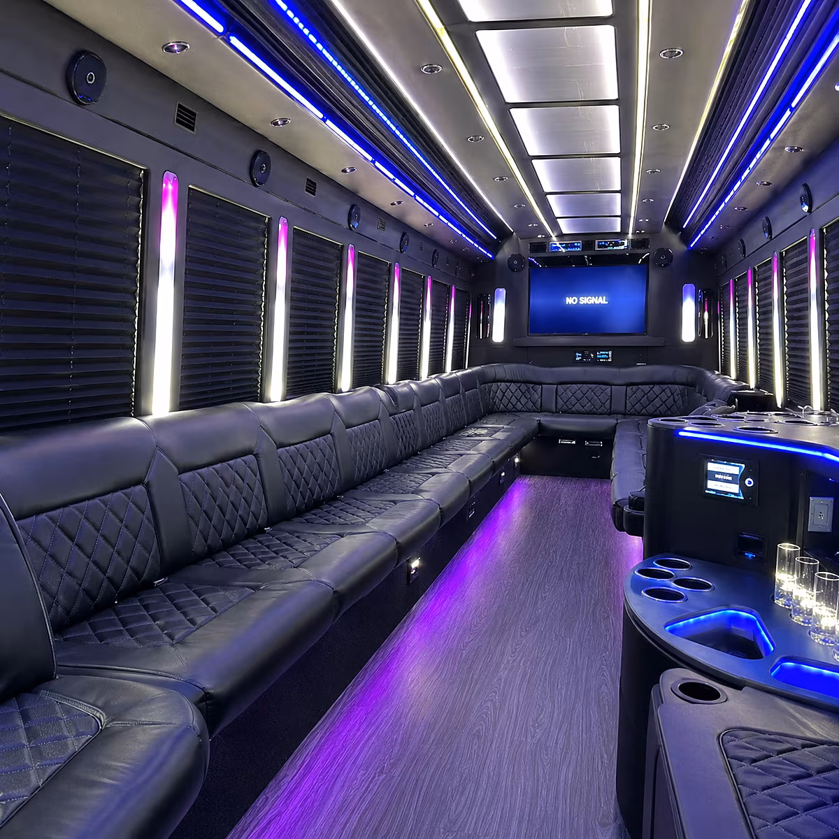 spokane valley 30 passenger party bus inside