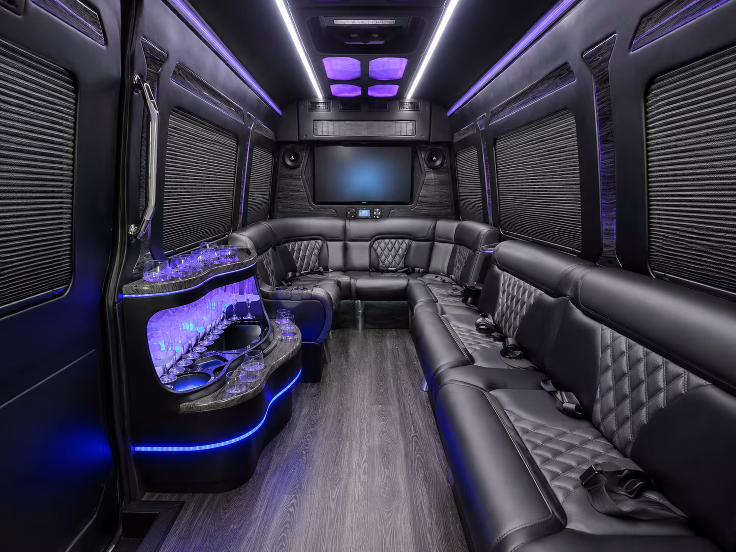 spokane valley 40 passenger party bus inside